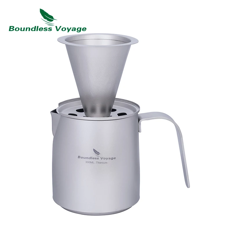 

Boundless Voyage Titanium Pour-over Coffee Cup Set, Coffee Mug with Detachable Dripper Outdoor Camping Coffee Maker Cup