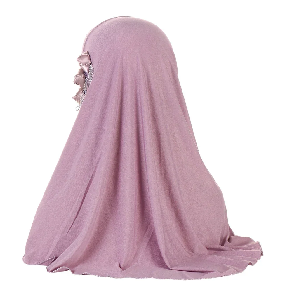 Tassel Diamonds Flower Instant Scarf Women Muslim Hijab One Piece Amira Islamic Pray Hat Pull On Ready Made To Wear Headwrap Cap