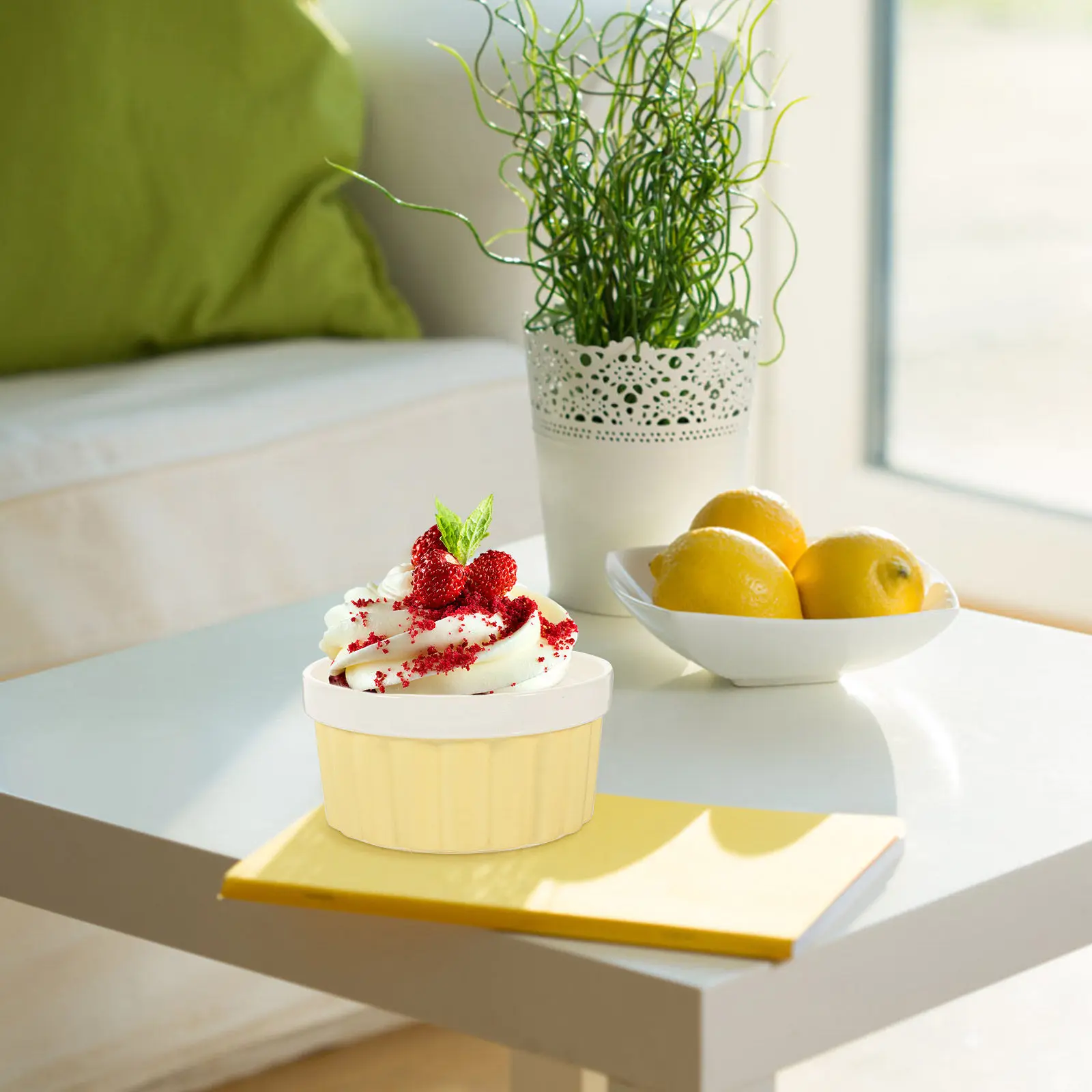 1Pcs Ceramic Baking Bowl Round Shape High Quality Kitchen Dessert Serving Bowl for Soups Puddings Fruits Salad Cooking