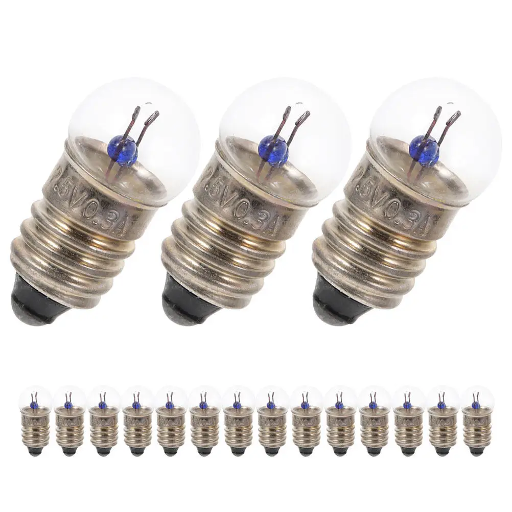 E10 2V5 Miniature Screw Base Light Bulbs 25Pcs Clear High Brightness Replacement Lamps for Physics Experiments