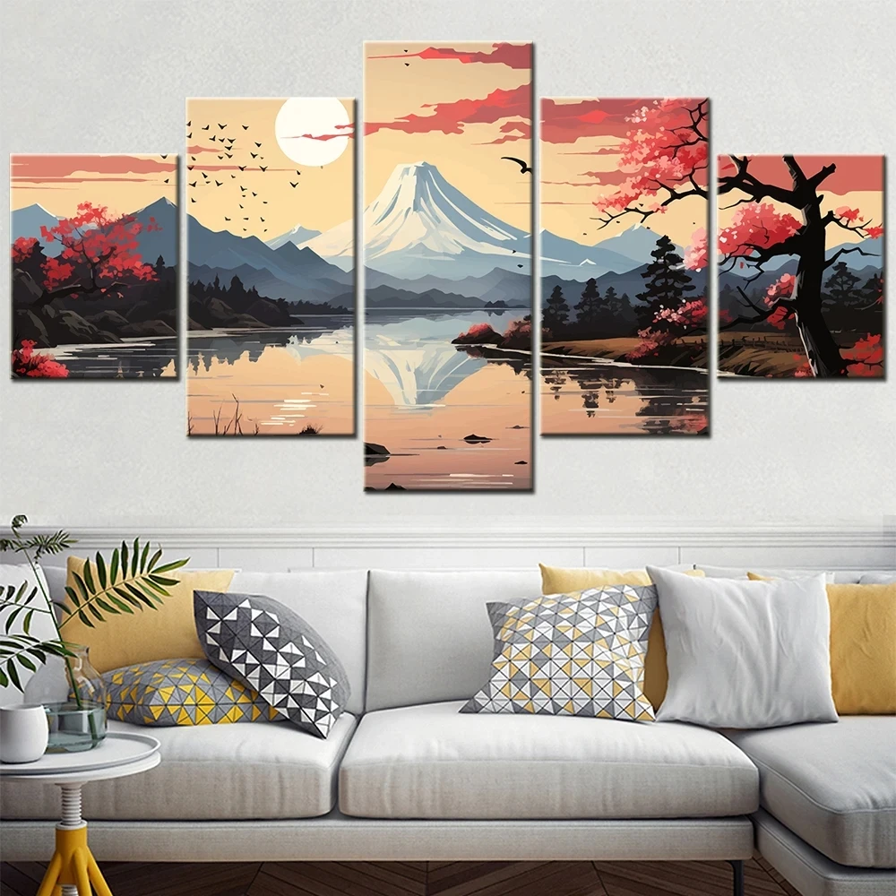 

5 Piece Japan Landscape Diamond Painting Full Drill 5D Diy Full Mosaic Diamond Embroidery Puzzle,Wall Art