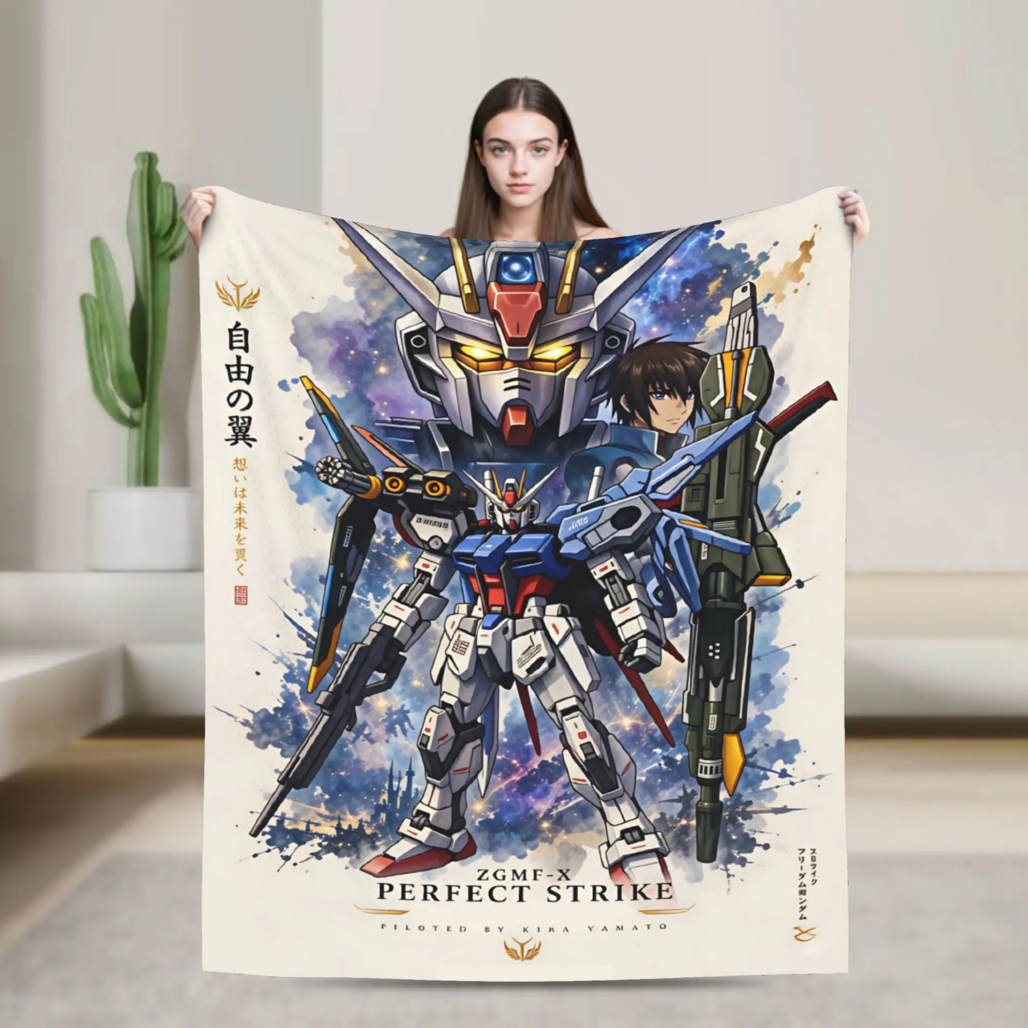 Super Soft Blanket Airplane Travel Mobile Suit Gundam Throw Blanket  Flannel Bedspread For Couch Chair Sofa Bed  Sofa Bed Cover