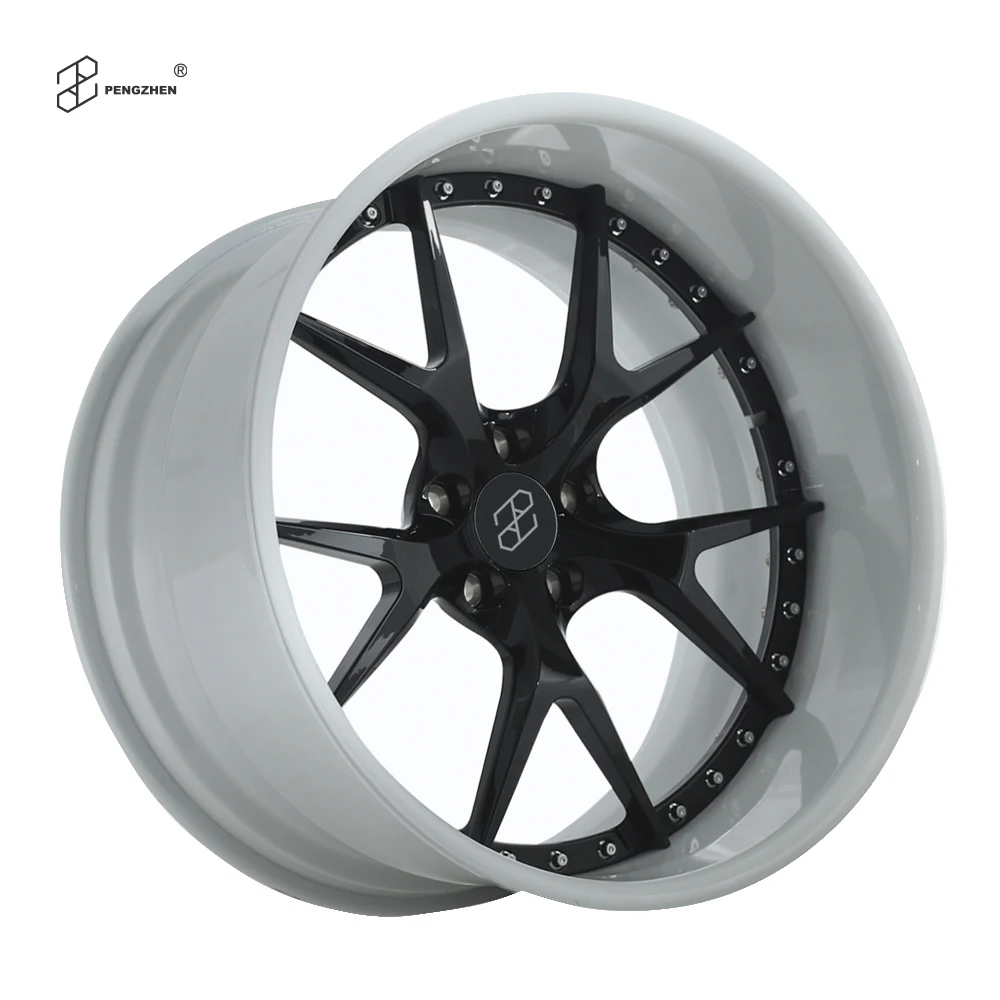 Black and White Custom Staggered 19 20 22 Inch Deep Dish 2 Piece 5 Lug 5x120 Racing Aluminum Alloy Wheels Rims for C6