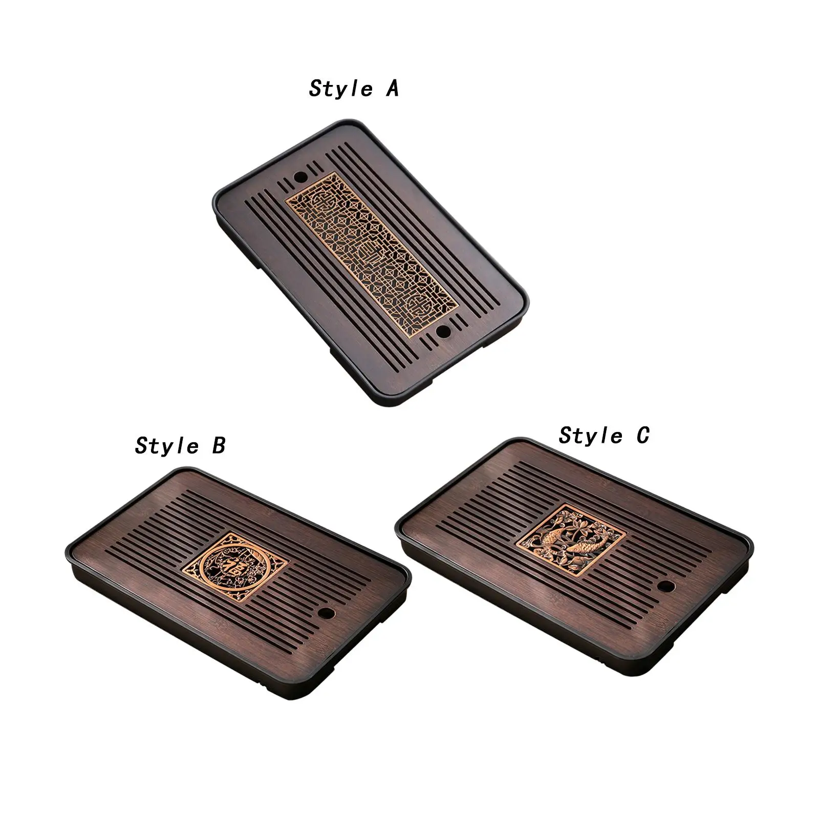 Bamboo Tea Tray Tea Set Accessory Durable Traditional Drainage with Water Storage Box Table Box for Home Tea Room Tea Lover Gift