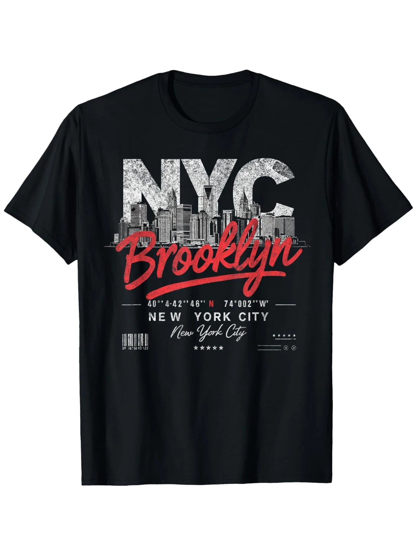 Vintage New York City Brooklyn Nostalgic Silhouette NYC NY Art T-Shirt - Breathable Crew Neck Short Sleeve Casual Summer Top with Iconic New York Skyline and Brooklyn, Brooklyn Shirt, Vintage T-Shirt