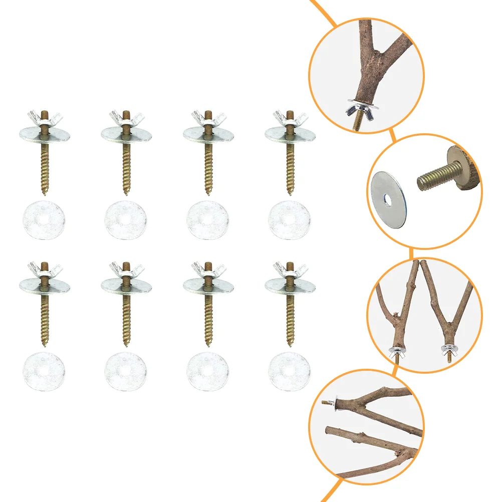 8 Sets Bird Cage Stand Bar Screw Fixing Nuts Fitting Screws Perch Kit Accessories Suite