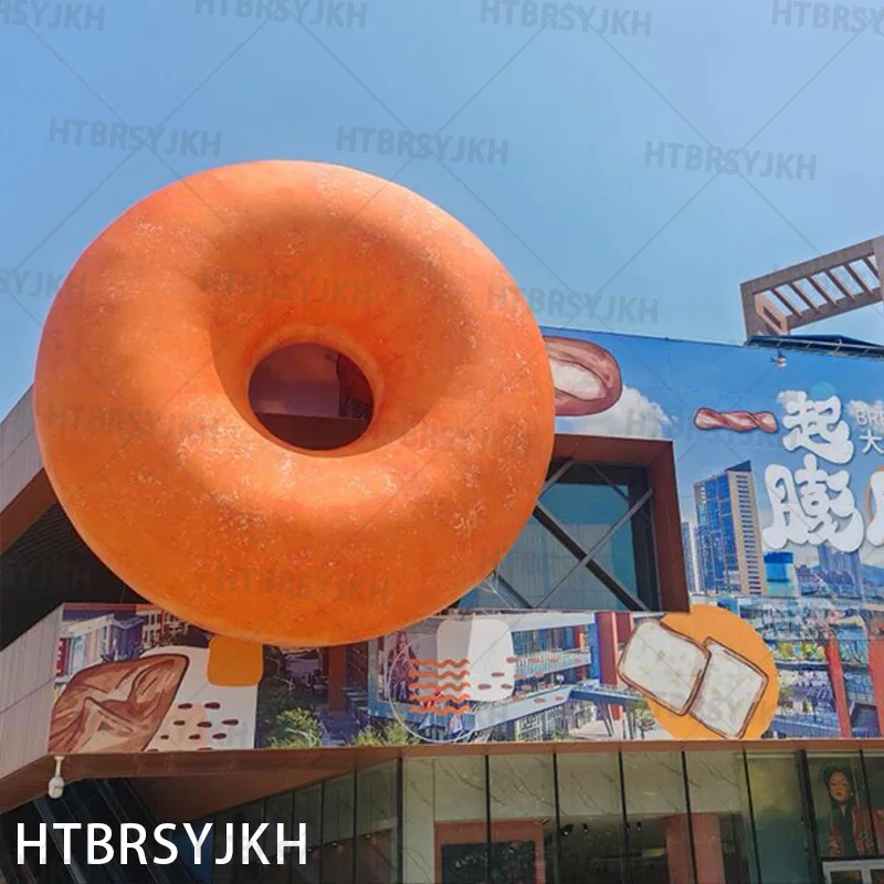 Giant inflatable donuts, white LED lights air blown bread bakery/cake shop architectural decoration campaign advertising props