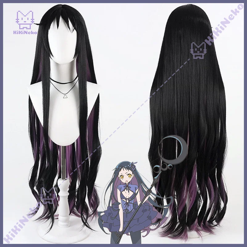 Anime Kagari Hibana Cosplay Wig Long Black Purple Two Tone Heat Resistant Synthetic Scalp Top For Halloween Party Women