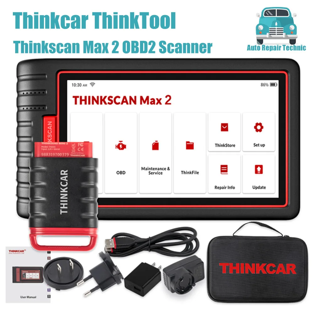 Справочный инструмент Thinkcar Thinkscan Max 2, Автомобильные диагностические инструменты OBD2, сканер с поддержкой CanFd 28, сброс, инструмент для кодирования ECU