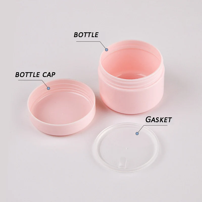 Tarro de plástico rosa para crema, contenedor de maquillaje, caja de cosméticos de muestra, tarro de maquillaje vacío, botellas rellenables, 10g/20g/30g/50g/100g/150g