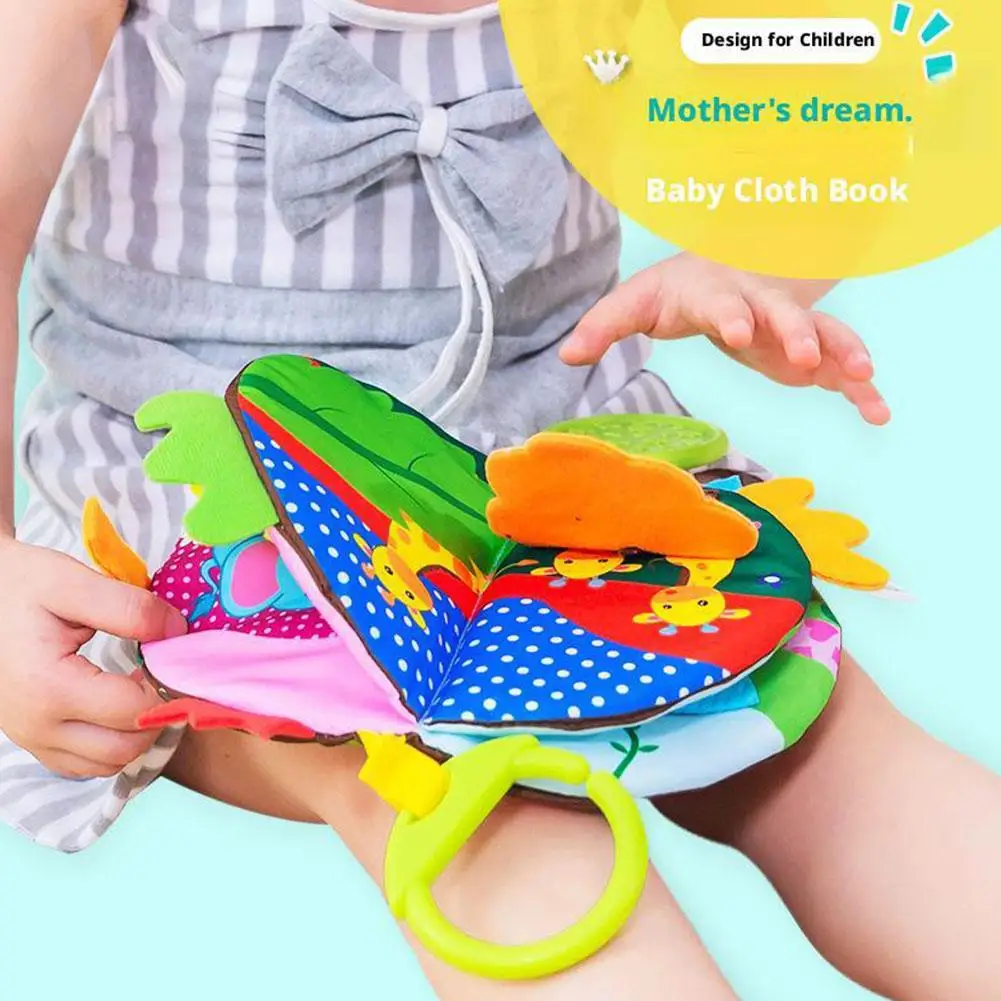 Baby-Stoffbuch, knisterndes, weiches, sensorisches Spielzeug für Kleinkinder von 0–12 Monaten, zahnendes, kaubares, ungiftiges Frühlernspielzeug