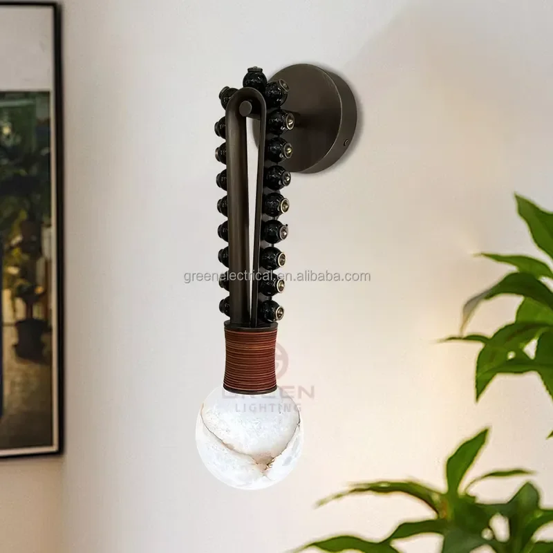Classic Modern Shade Copper Wall Lampdesign Decoration for Living Room with Remote Control for Villa Office Hotel LED