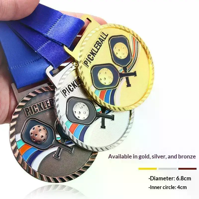 Pickleball Sports Medal Gold Silver Bronze Award Medal Enamel Painted Commemorative Prize For Tournament Competition Game Rewar