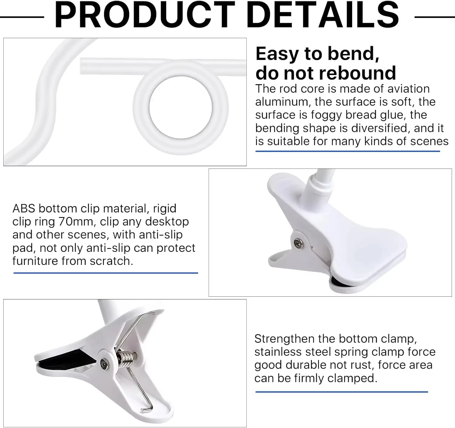 Flexible Baby Monitor Camera Bracket Suitable for Crib Outdoor Indoor Desktop Clip Universal 1/4'' Screw Cameras Mount Clamp image 5
