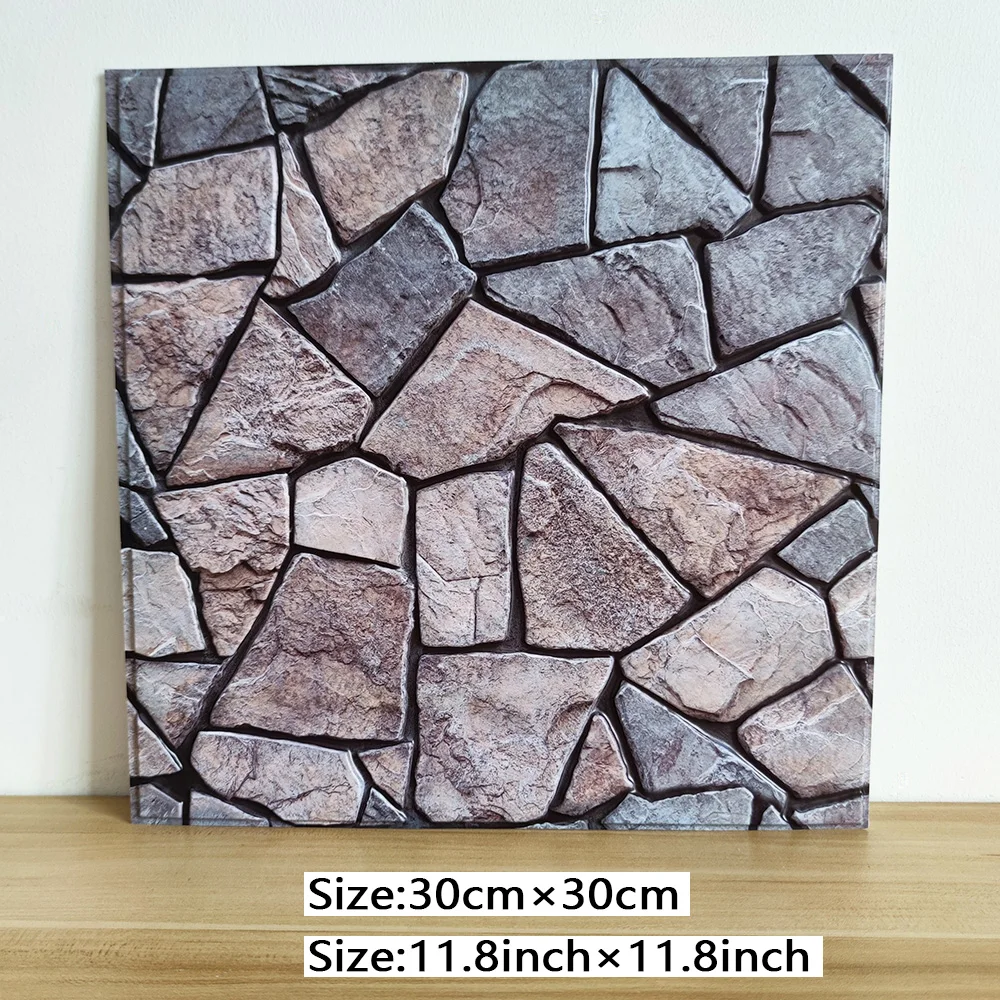 5PCS 10PCS of Stone Pattern Self-adhesive Wall Stickers,Peel And Stick,Waterproof and Easy to Clean,PVC,Home Wall Decoration