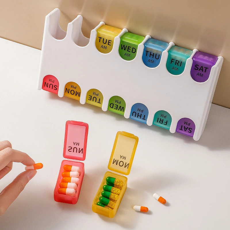 

1 шт. (7 дней) органайзер для таблеток AM/PM, футляр для витамина и аптечка, большие отделения, 2 раза в день