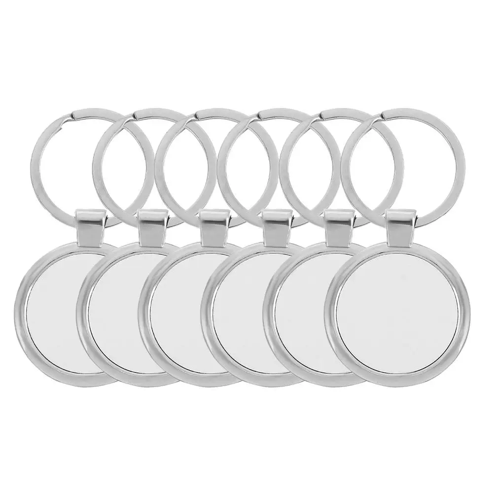 6pcs Blank Keychains DIY Zinc Alloy Heat Transfer Sublimation Supplies Metal Keychain Blanks Chains Fashion Accessories