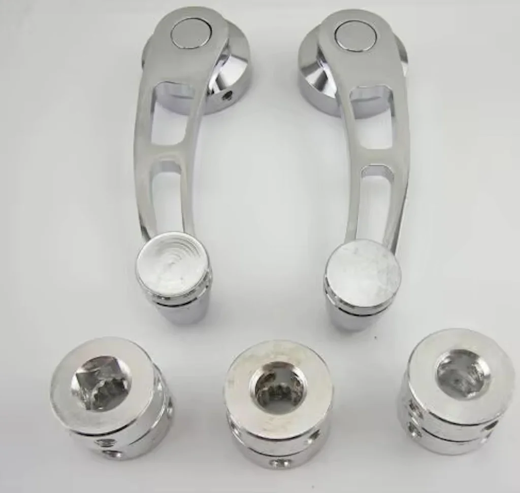 Car Off-Road Window Door Glass Winder Cranks Handle Chrome Aluminium Knobs 2 Pcs