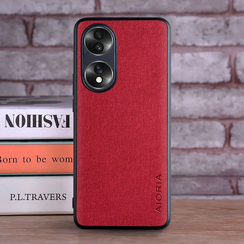 Etui na telefon Honor 70 5G coque Luksusowe tekstylne skórzane etui z miękkiego TPU funda na huawei Honor 70 etui capa — zdjęcie 6