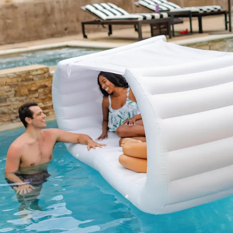 Large White PVC Inflatable Pool Float Lounger Summer Shade Floating Island Bed For Party Water Park Relaxation Outdoor
