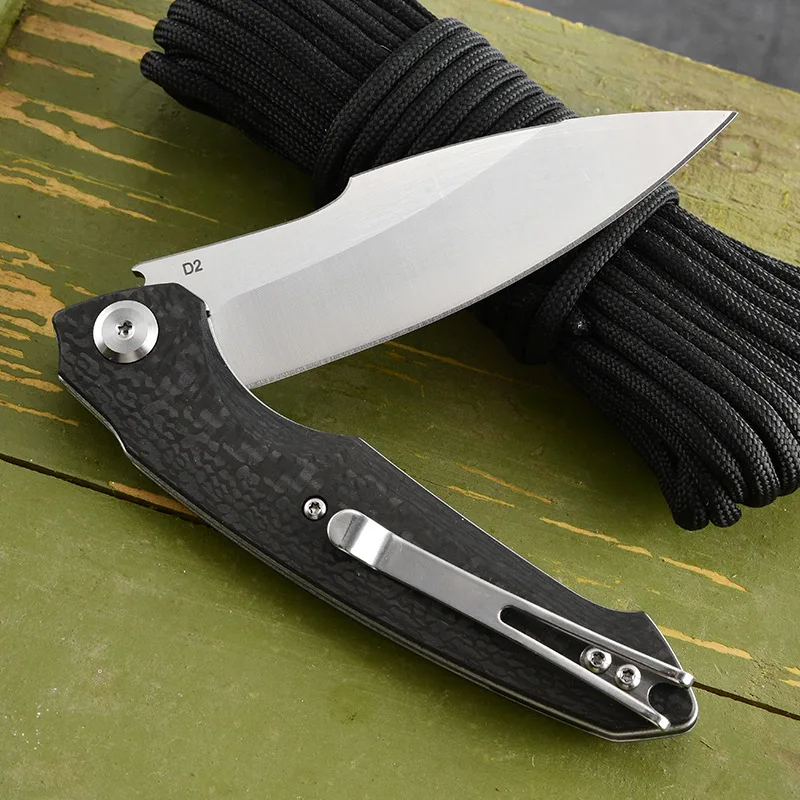 Freies Wolf SS01 D2 Klappmesser Carbon Fiber Griff Kugellager Outdoor Camping Jagd Überleben Tasche Utiity EDC Messer