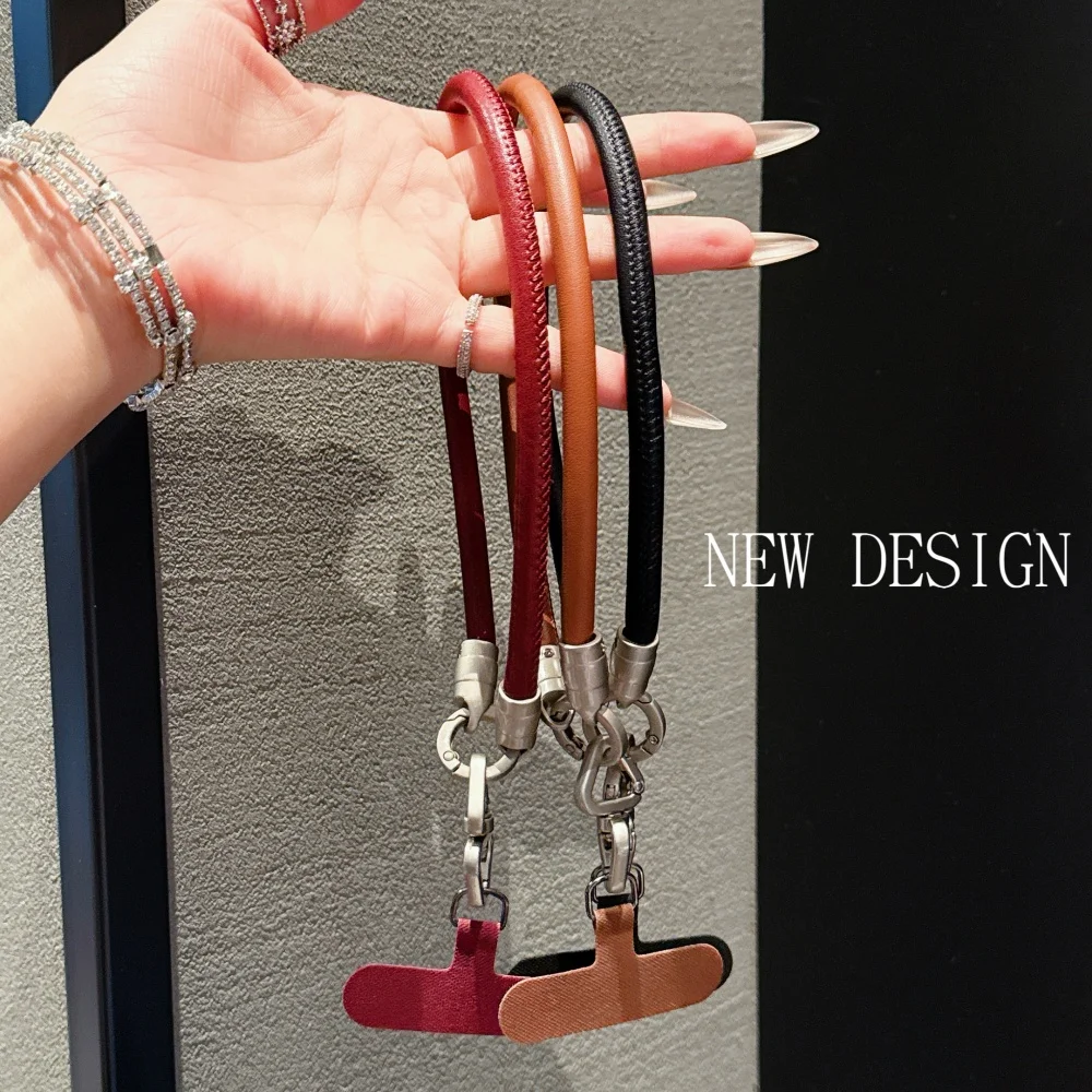 Candy Color Leather Hand Wrist Strap for Mobile Cell Phone Short Lanyard Colorful Anti-Lost Accessories Universal Rope