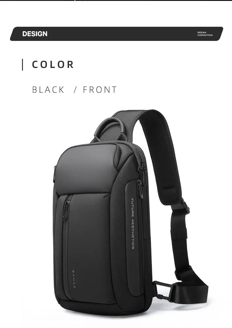BANGE Chest Bag Six Trend Colors Chest Oxford Trendy Waterproof Fashion Items, Large Capacity Memory for Both Men and Women