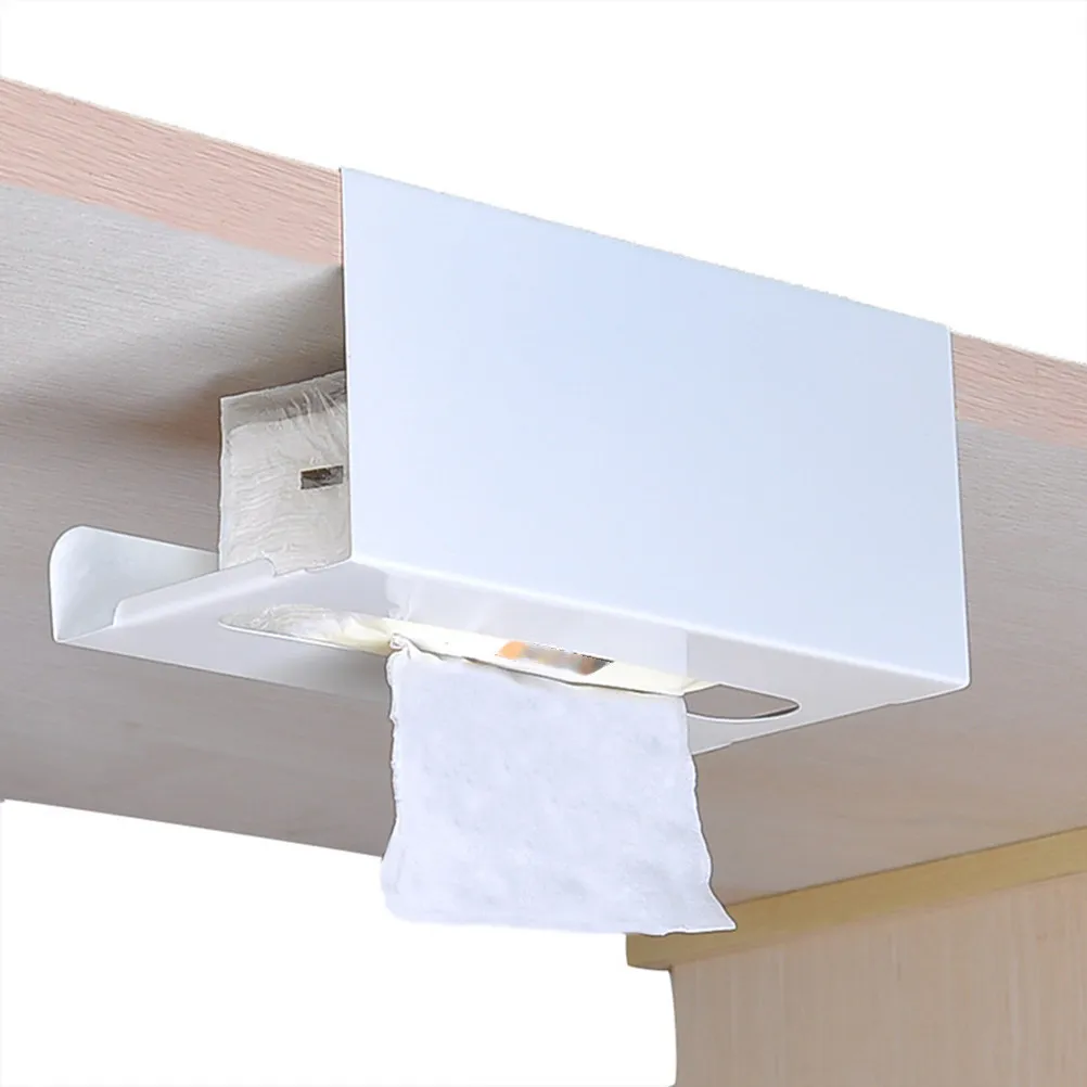 2Pcs No-Drill Wall Mount Tissue Holder Over Cabinet Door Space Saving Toilet Paper Dispenser for Bathroom Kitchen Home Use Black