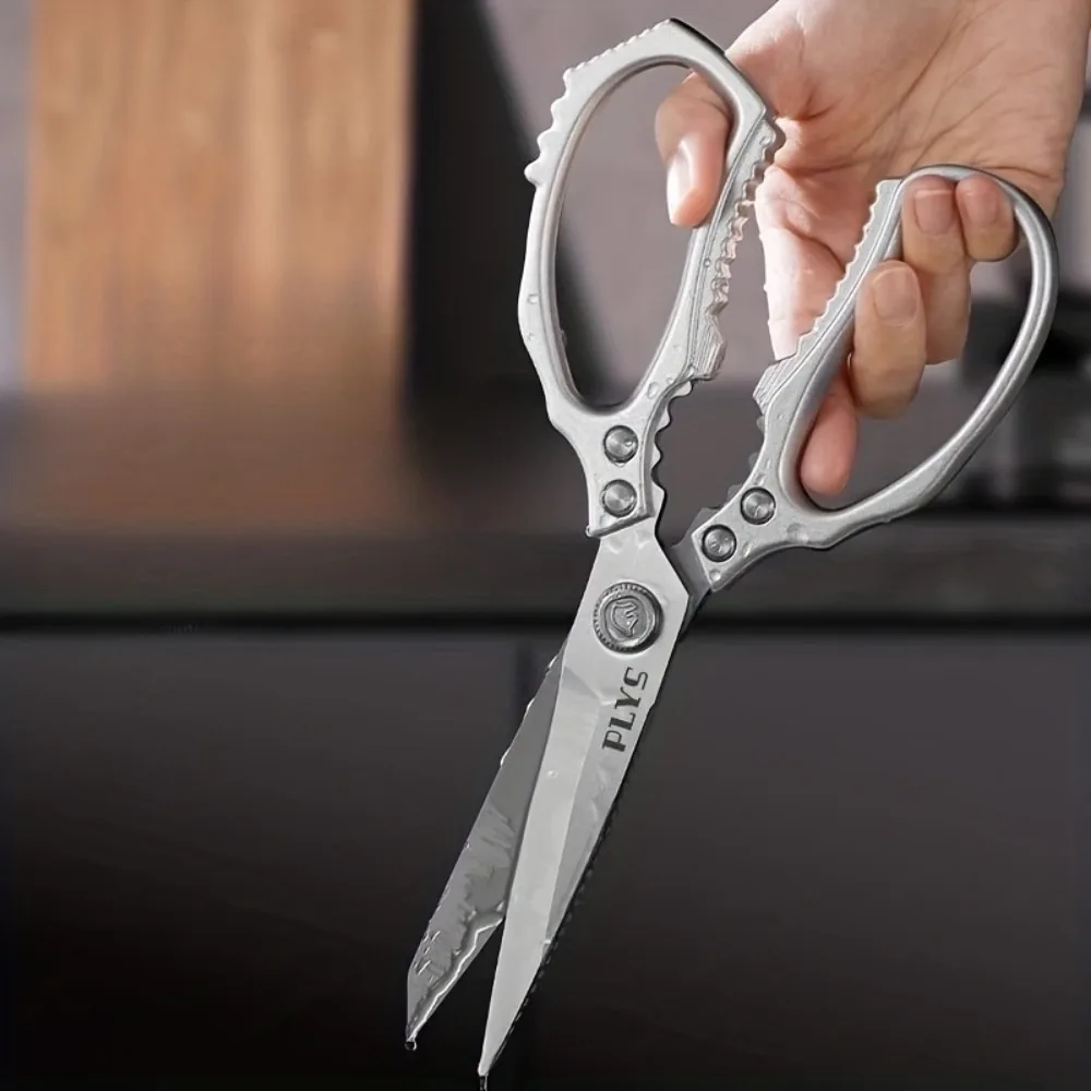 Stainless Steel Multi-Purpose Cooking Shears – Heavy-Duty Bone Cutting, Fish Fillet & Poultry Trimming with Ergonomic Handle view 3