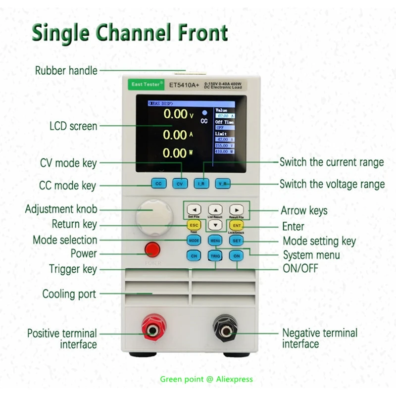 Canal único programável DC Battery Load Tester, ET5410A +, carga eletrônica Capacidade Tester, Controle Digital