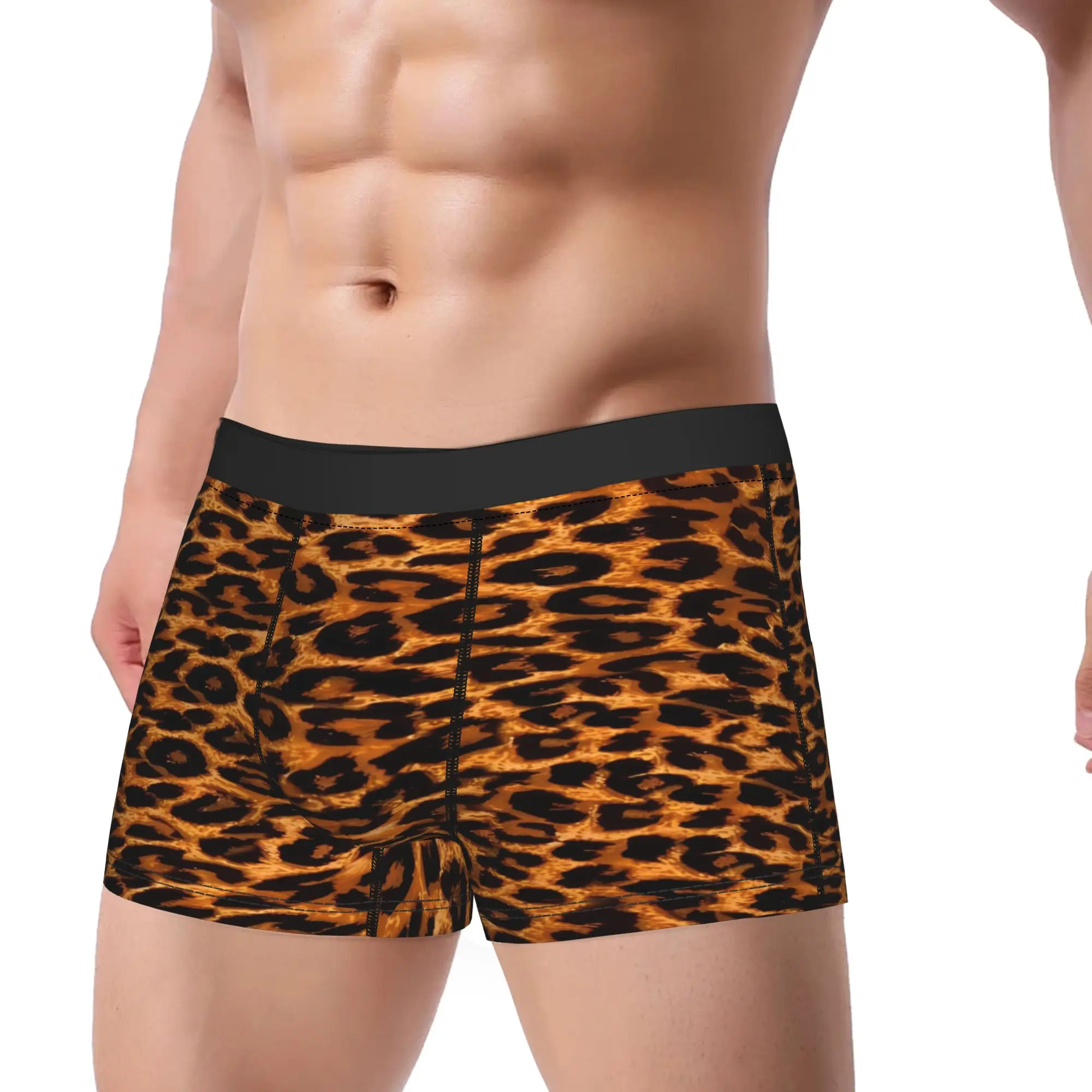 Leopard Underwear Brown Animal Skin Customs Boxer Shorts High Quality Men Panties Breathable Shorts Briefs Birthday Present