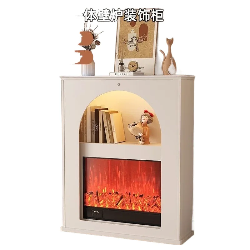 

French fireplace decorative simulation flame integrated cream wind simple modern living room