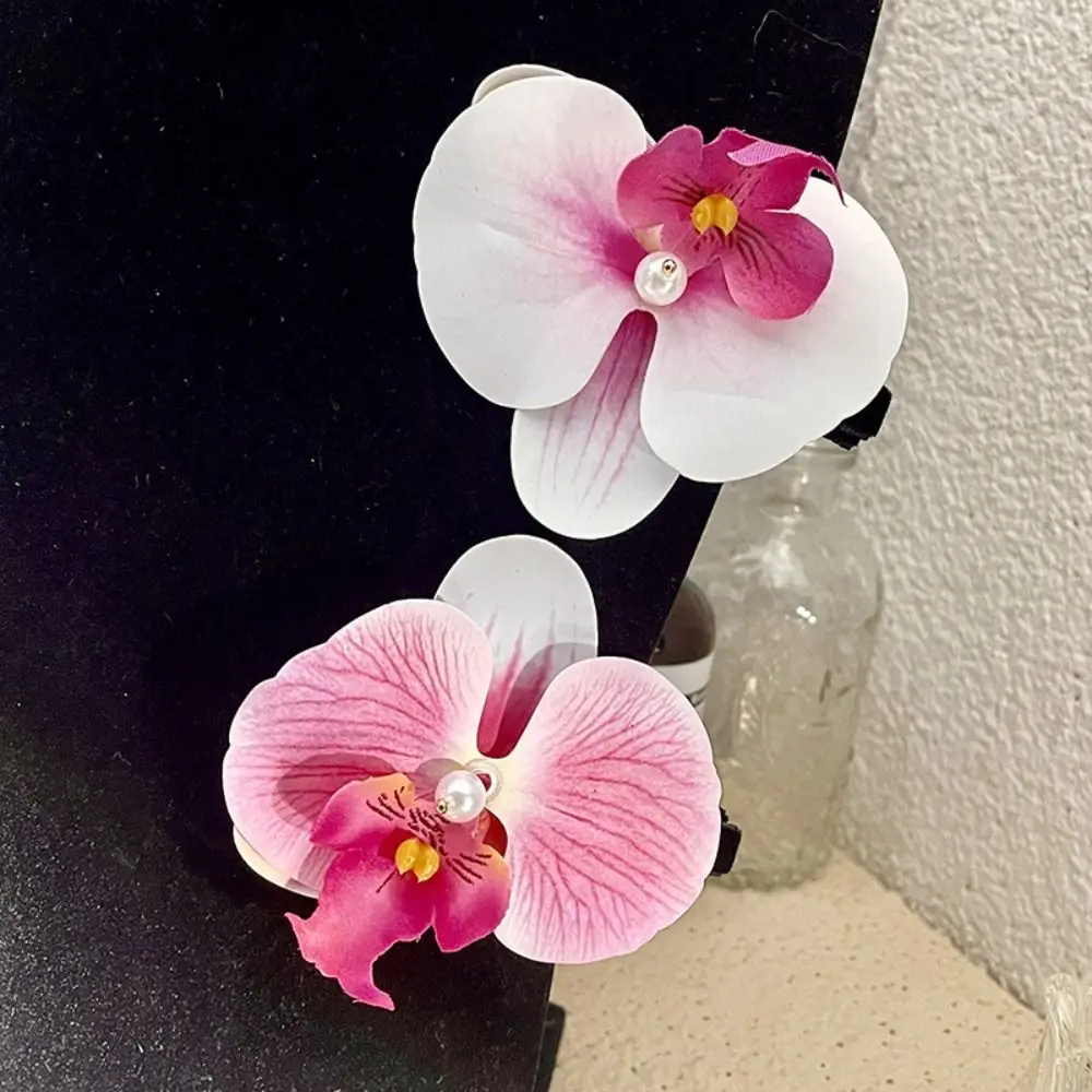 Pink Orchid Flower Hair Clip Hair Accessories Headdress Sweet Hairpin Side Barrettes Hair Ornament Bohemia Barrette Photograph