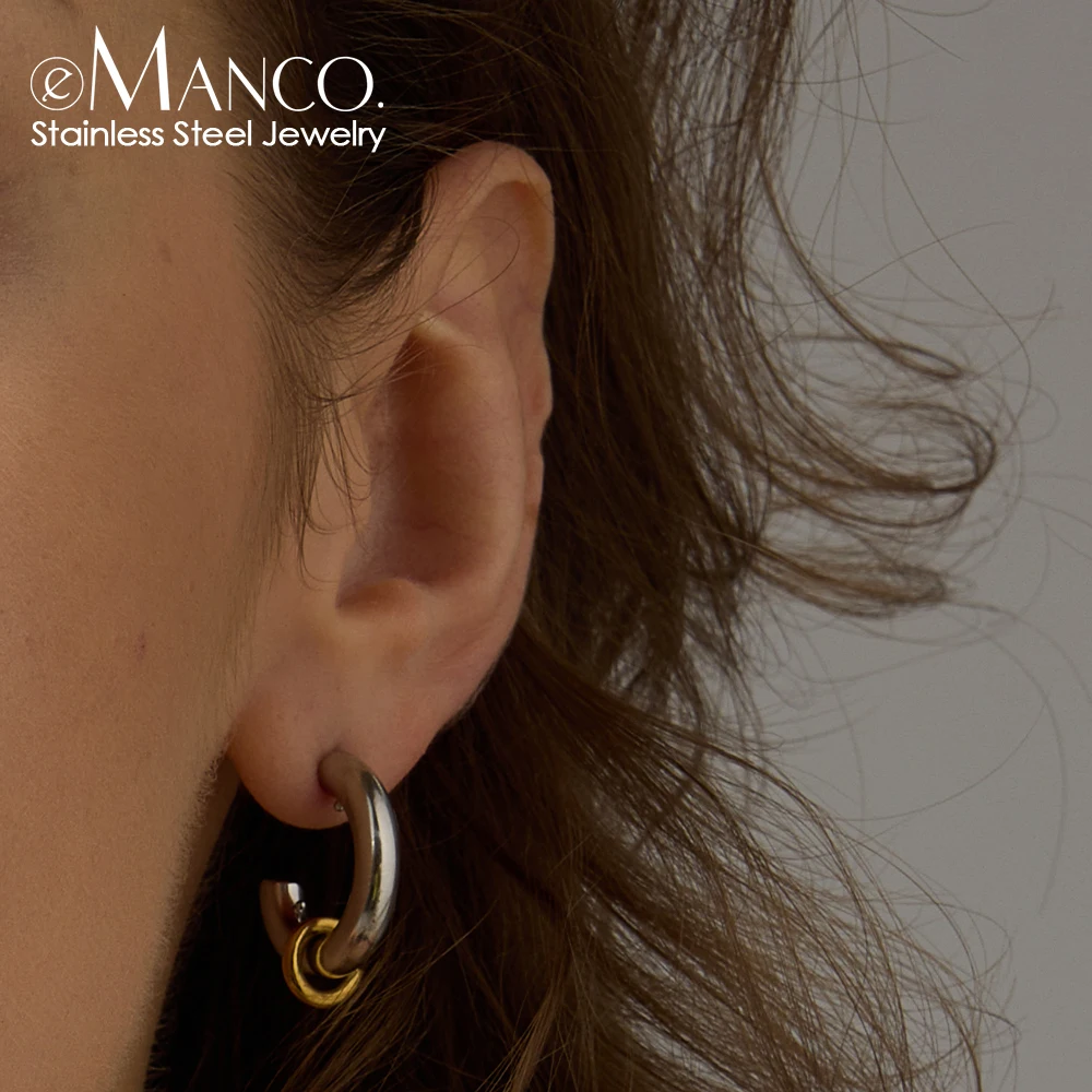 EMANCO  Classic Simple C Shape Earrings Small Hoop Dangle Elegant Women Design Chic Jewelry Gift Waterproof Anti Allergic Metal