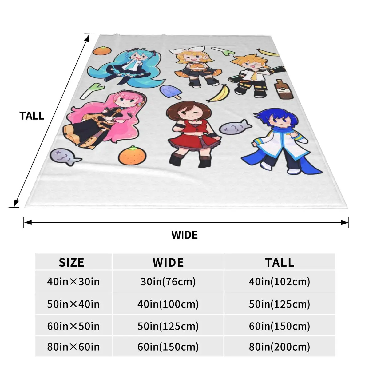 Vocaloid Chibi Chaos! Miku Blankets Fleece Sofa Throw Blanket Super Soft for Couch Bedding Travel Throws Bedspread Quilt