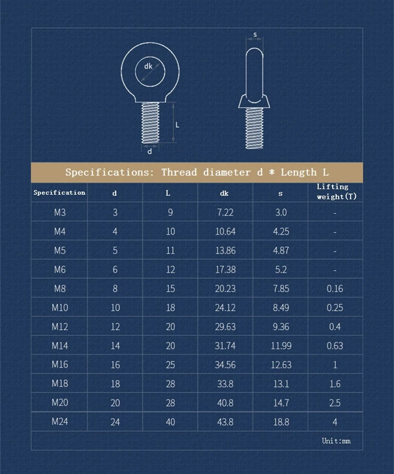 1pc M3-M24 304 A2-70 Stainless Steel Eye Bolt Lifting Eye Screw Ring Hooking Screw Marine Ring Loop Hole for Cable Rope