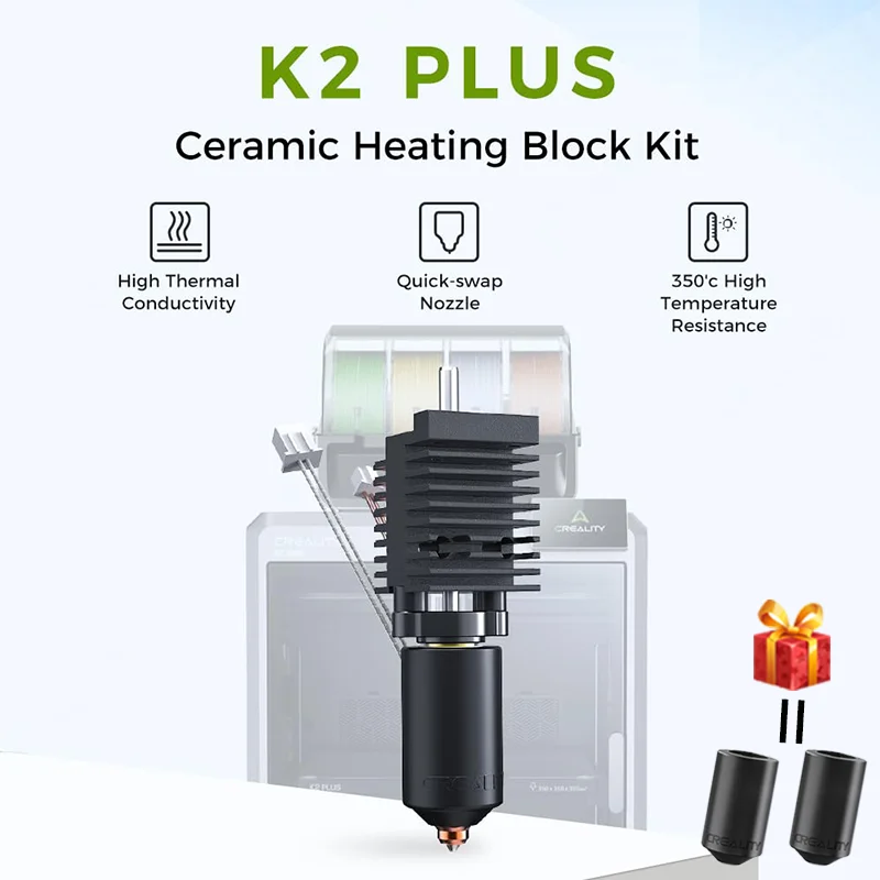

Комплект керамического нагревательного блока Creality K2 Plus, быстросменное сопло 350 ° C Высокая термостойкость Оригинальные детали 3D-принтера для K2P