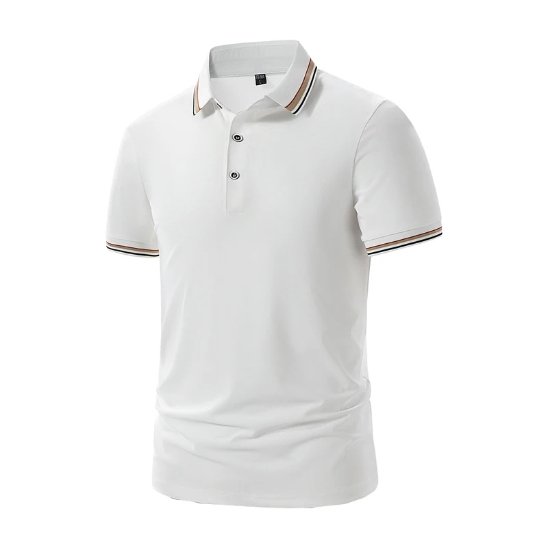 Business Casual Men's Striped Collar POLO Shirts Summer Fashion Short sleeved Workwear Shirt Men Comfortable Breathable Work Top