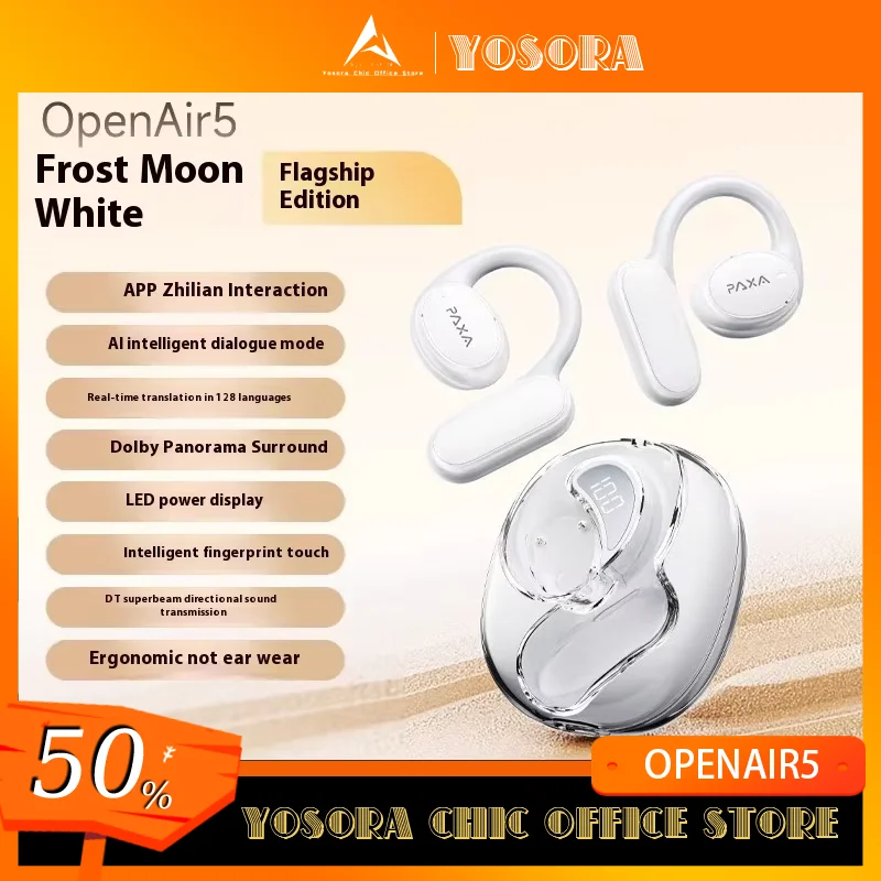 

Paxa Openair5ai Bluetooth Earphone Hanging Ear Type Ai Intelligent Minutes Meeting Earphone Translation 128languages Custom Gift