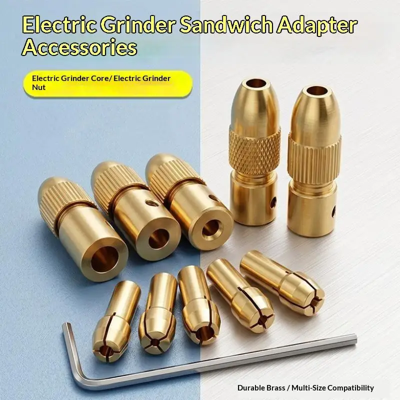 7 Piece Set 0.5-3mm Mini Drill Chuck Micro Collet Copper With Wrench Adapter For Power Rotary Tool Household Use Tool Supply