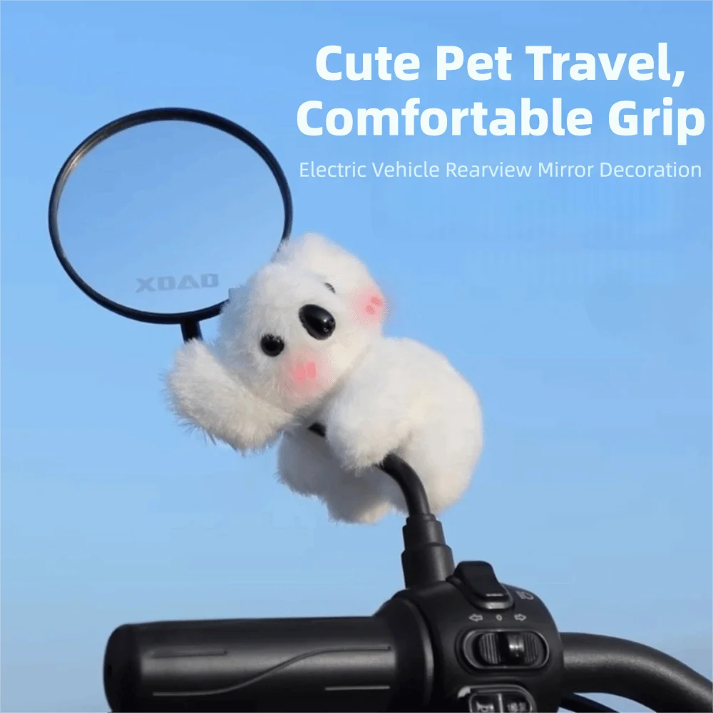 Fluffy Rearview Mirror Dolls Cute Cartoon Electric Vehicle Dolls Easy Installation Mirror Ornament Motorcycle Dolls