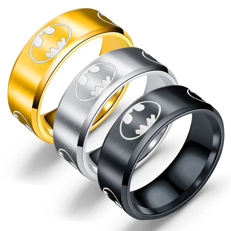 DC Comics Batman Cartoon Fashion Titanium Steel Rings for Men and Women Anime Character Party Ring Christmas Birthday Gifts New