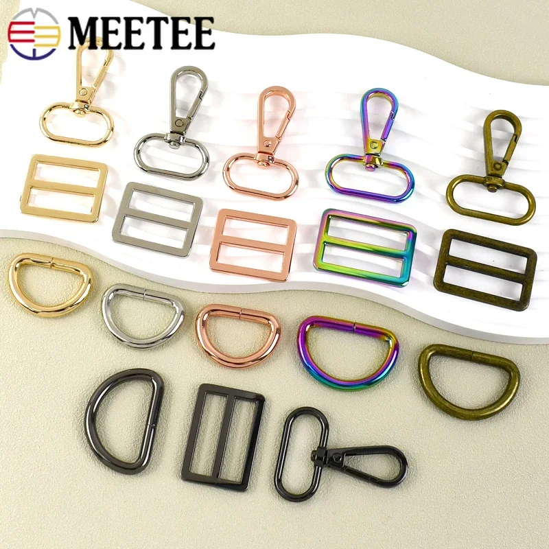 2/3Sets Meetee 20-38mm Metal Lobster Clasp Bag Strap Belt D Ring Buckle Swivel Tri-glide Buckles Adjust Hook Sewing Accessories