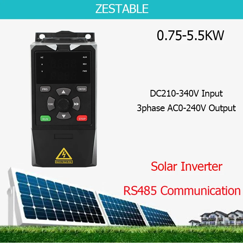 Solar VFD 3 Phase 220V Output Variable Frequency Inverter 0.75/1.5/2.2/3/4/5.5/7.5KW Frequency Drive for Motor Speed Control