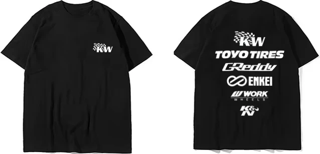 2025 جديد اليابانية تعديل سيارة تي شيرتات قصيرة الاكمام JDM تطور KN الموقف Enkei تعديل موقف KW القطن الخالص الثقافي #4