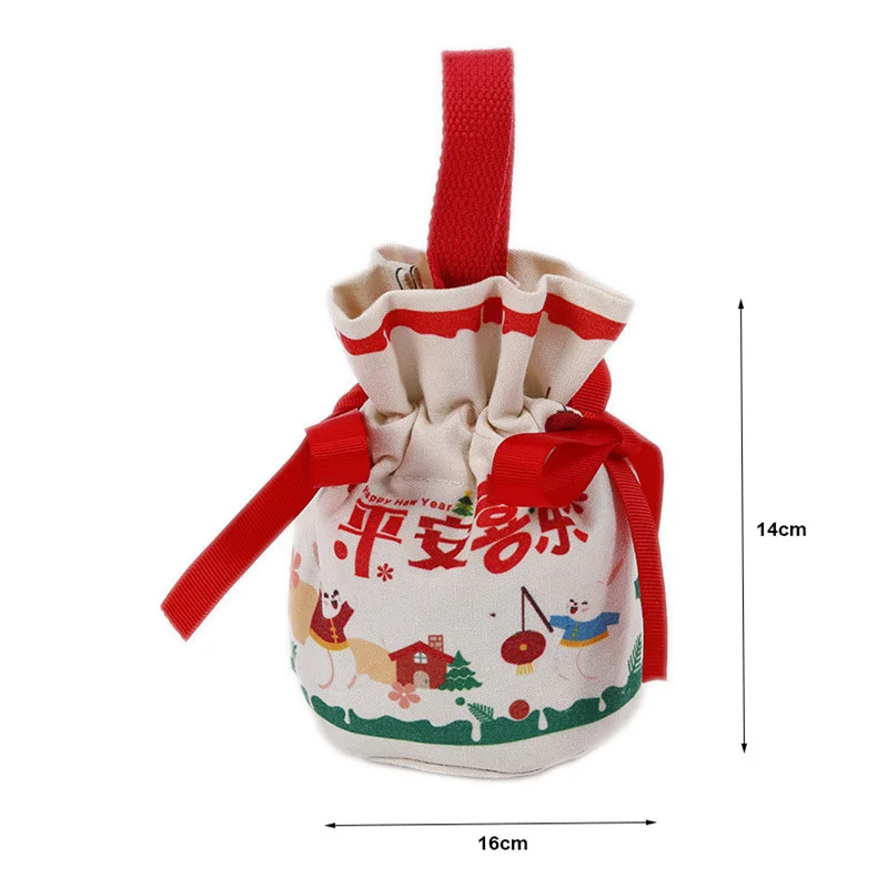 คริสต์มาสผ้าใบ Apple Tote กระเป๋า Christmas Eve บรรจุภัณฑ์ของขวัญกระเป๋ากระเป๋าสตางค์ Candy กระเป๋าถือ Xmas Party Supplies