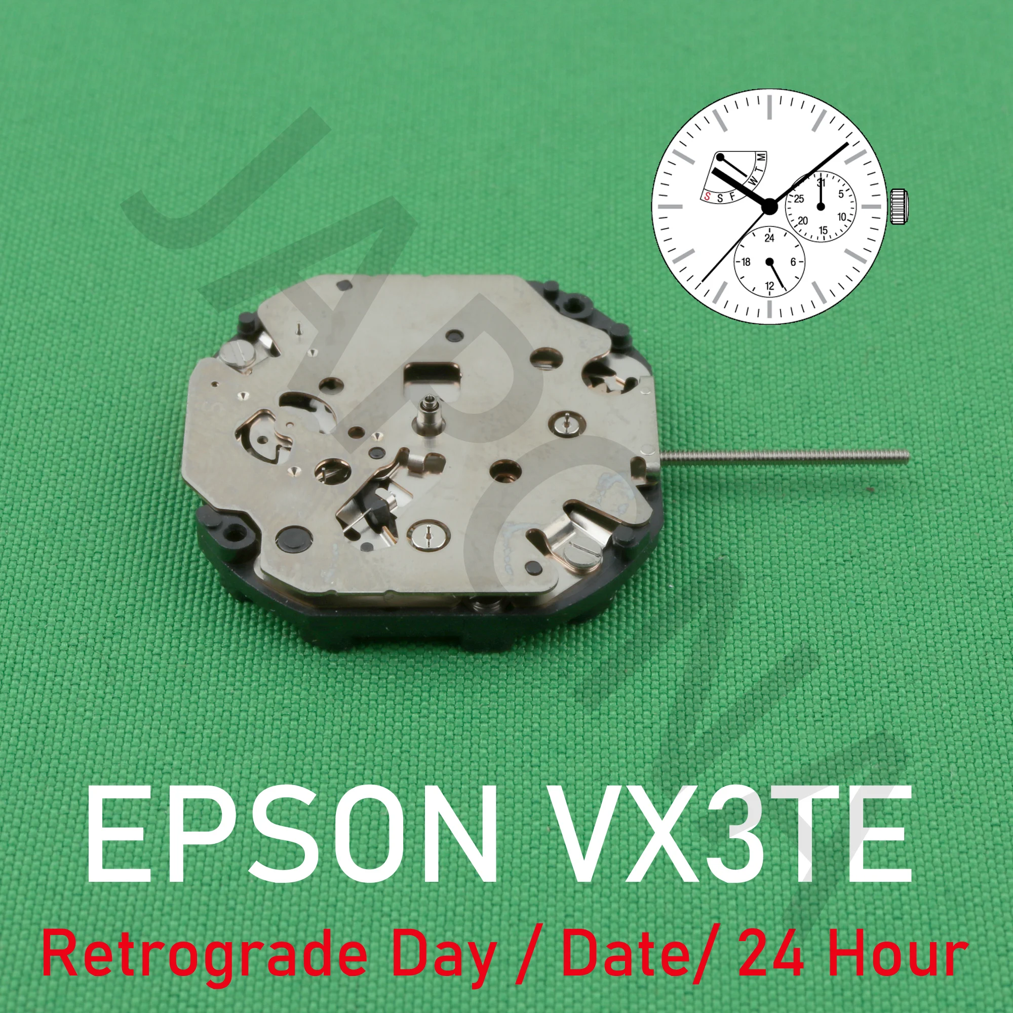 VX3T movement epson VX3TE movement Analog Quartz 10 1/2''' Slim Movement / 3 hands (H/M/S)  with Retrograde Day / Date / 24 Hour