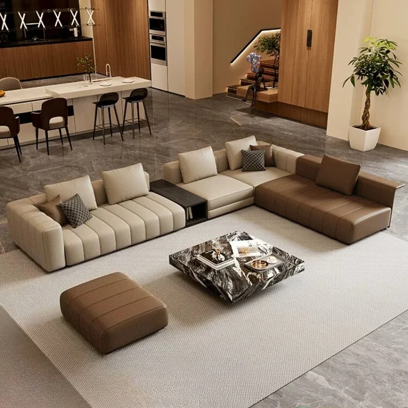 340cm 360cm 366cm 406cm 446cm 486cm Couch Modern Light Luxury Leather Combination Sofa Living Room Sofas And Seating Furniture