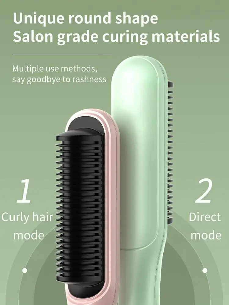 Ionic Straightening Comb 2-in-1 Straightener & Curler, Adjustable Temp Bang Smoother, Constant Heat Hair Care for Women Students