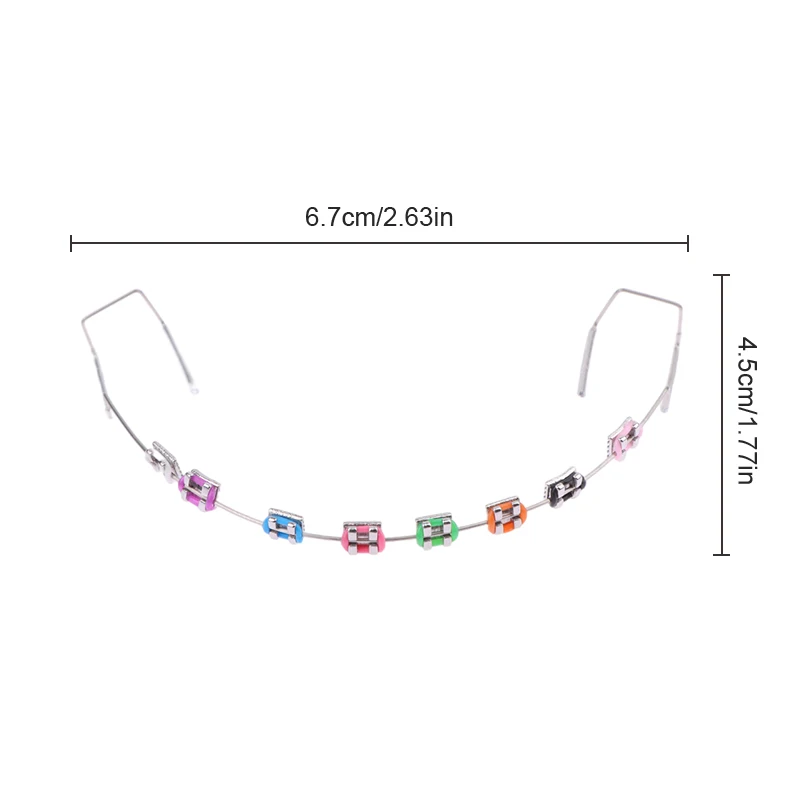 زخرفة أسنان مؤقتة بأسلاك معدنية ، قوس معدني ملون ، روابط ربط تقويم الأسنان ، ديكورات الأسنان ، زوج واحد